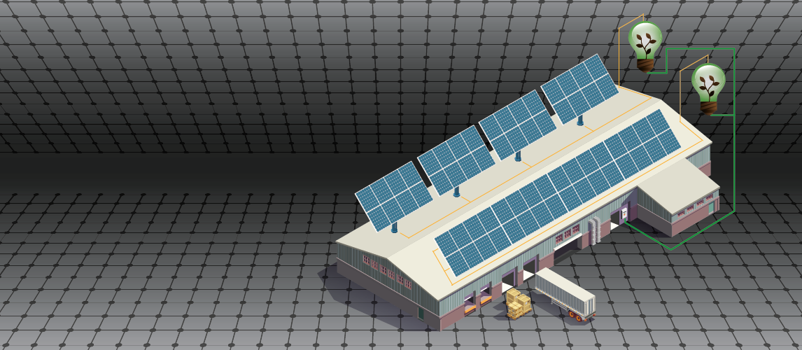 imagen de instalacion de paneles solares en una nave industrial usando Energía solar
